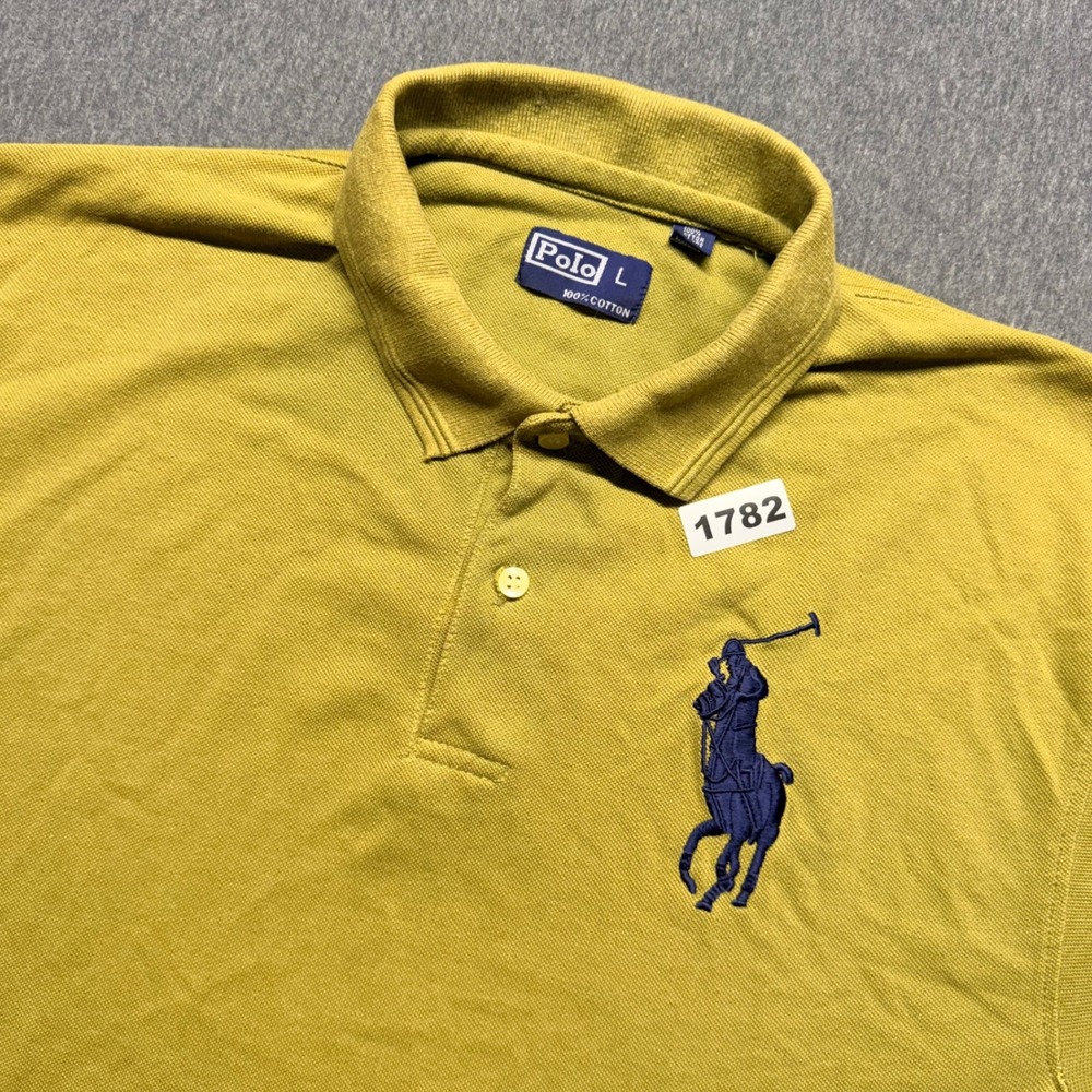 Polo Ralph Lauren Mens Large Mustard Yellow Big Pony Short Sleeve Polo Shirt